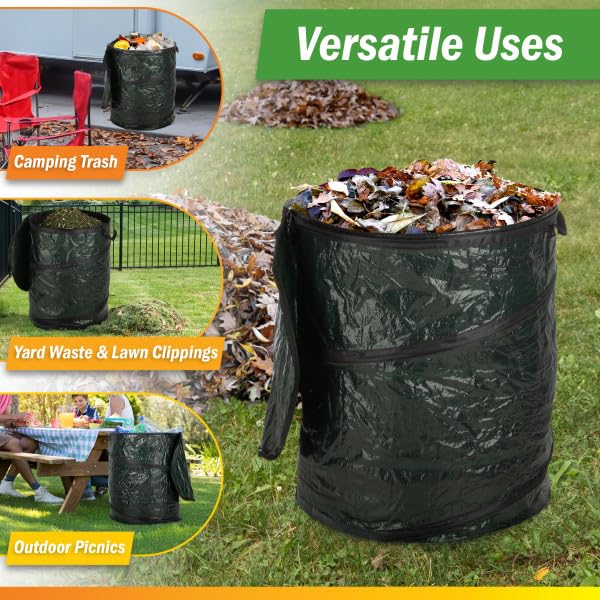 Wakeman Outdoors Collapsible Trash Can, 44-Gal, 29.5-Gal, 23.1-Gal, 3-Pack | Outdoor Portable Pop Up Trash Cans for Parties, Laundry Hamper, Collapsible Yard Waste Bag Leaf Bin - Camping Essentials - size: 44-Gallon, 29.5-Gallon, and 23.1-Gallon