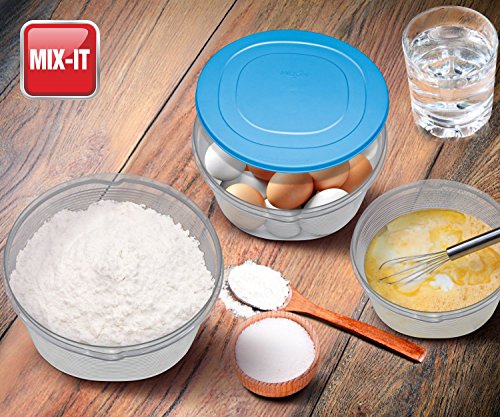 MILTON Mixing Bowl Set with Lids; Kitchen Food Storage Containers, Plastic Airtight Nesting Stackable Meal Prep, 6 Bowls & 6 Covers; No Spill Leakproof Lightweight - for Baking, Salad, Picnic (Blue) - color: Blue