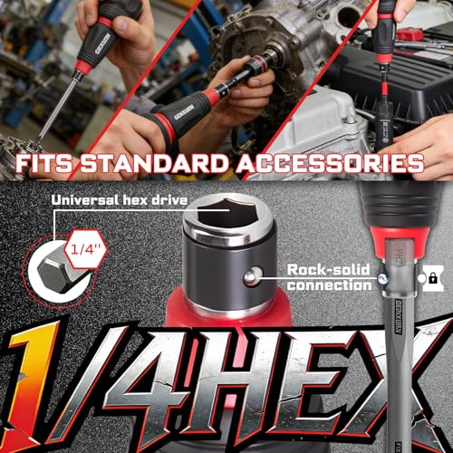 Geinxurn 6 Pieces Screwdriver Set Include Stubby 2in1 Rachet Screwdriver Handle and Impact Double End Screwdriver Bit(PH2/T20/T25/SQ2/SL1/4), Hand Tools Set for Repair & Outdoor Work - style: 6pcs