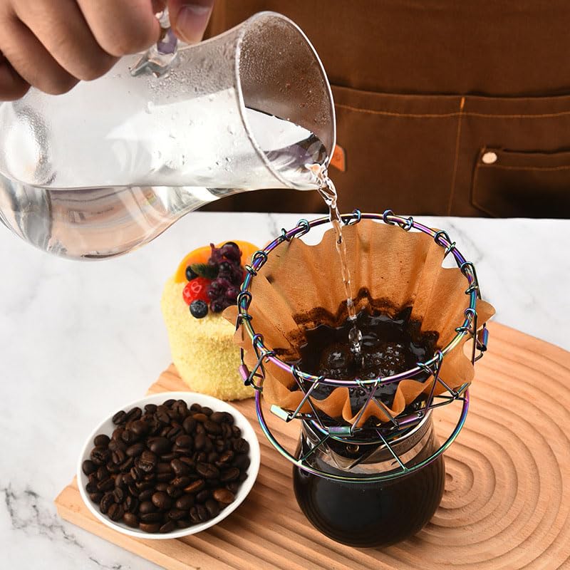 Collapsible Outdoor Stainless Steel Pour Over Coffee Dripper - color: Black
