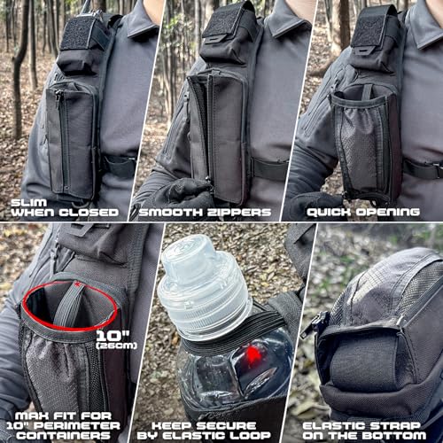 WYNEX Molle Backpack Shoulder Strap Pouches of Water Bottle Pouch Version | Tactical Accessories Backpack Strap Pouch Water Bottle Carrier Holder Molle Accessories for Backpacks - color: Black