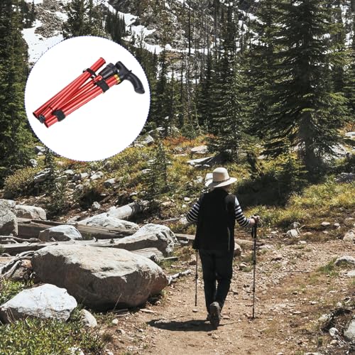 M METERXITY Trekking Poles - Collapsible Hiking Walking Sticks, Telescopic & Folding, Apply to Women Walking Backpacking - color: Red