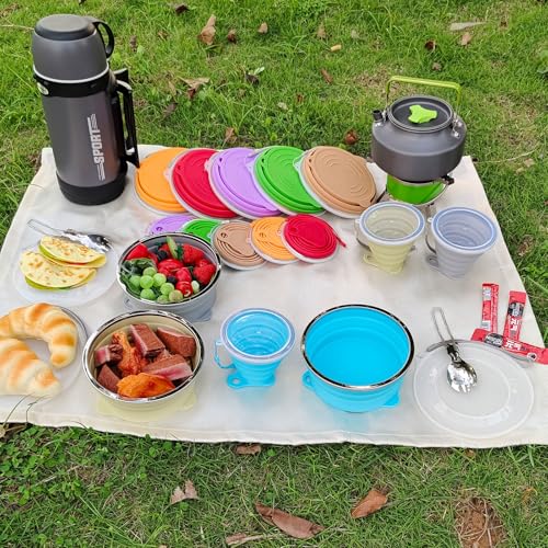 Mess Kit for Camping 2 Pack - color: Blue+Orange