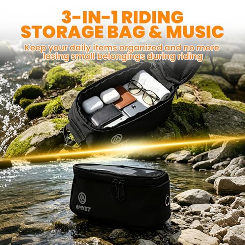 WB01 Large Waterproof Bike/Bicycle Phone Front Frame Bag,Water-resistant Tube Bag Phone Holder with Touchscreen & Storage,Cycling Pouch, Navigation Bike Accessories for Phone Under 7", Black