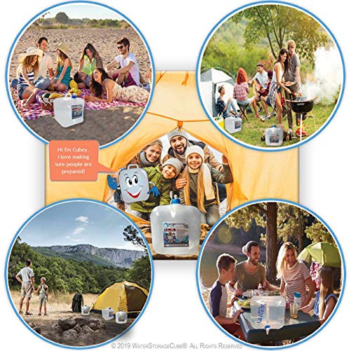 WaterStorageCube Collapsible Water Container with Spigot (5.3 Gal (2-Pack)) | BPA-Free Camping Water Storage Carrier Jug for Outdoors Hiking Backpack & Survival Kit, Foldable Portable Water Canteen