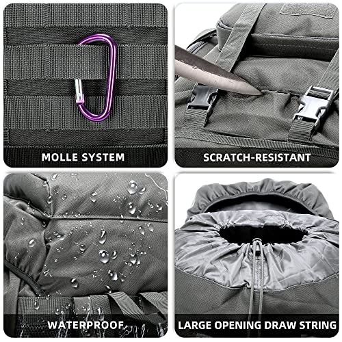 King'sGuard 70L Camping Hiking Backpack for Men Women Large Military Tactical Backpack Molle Rucksack Backpack for Outdoor - color: Gray