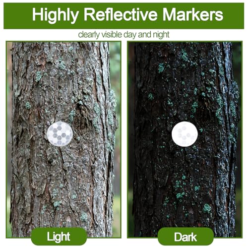 Large Reflective Trail Markers, 100 Pcs High Visibility Reflective Tacks, Silver Glow Bright Eyes Trail Marking for Hunting Hiking Camping Tree Stand