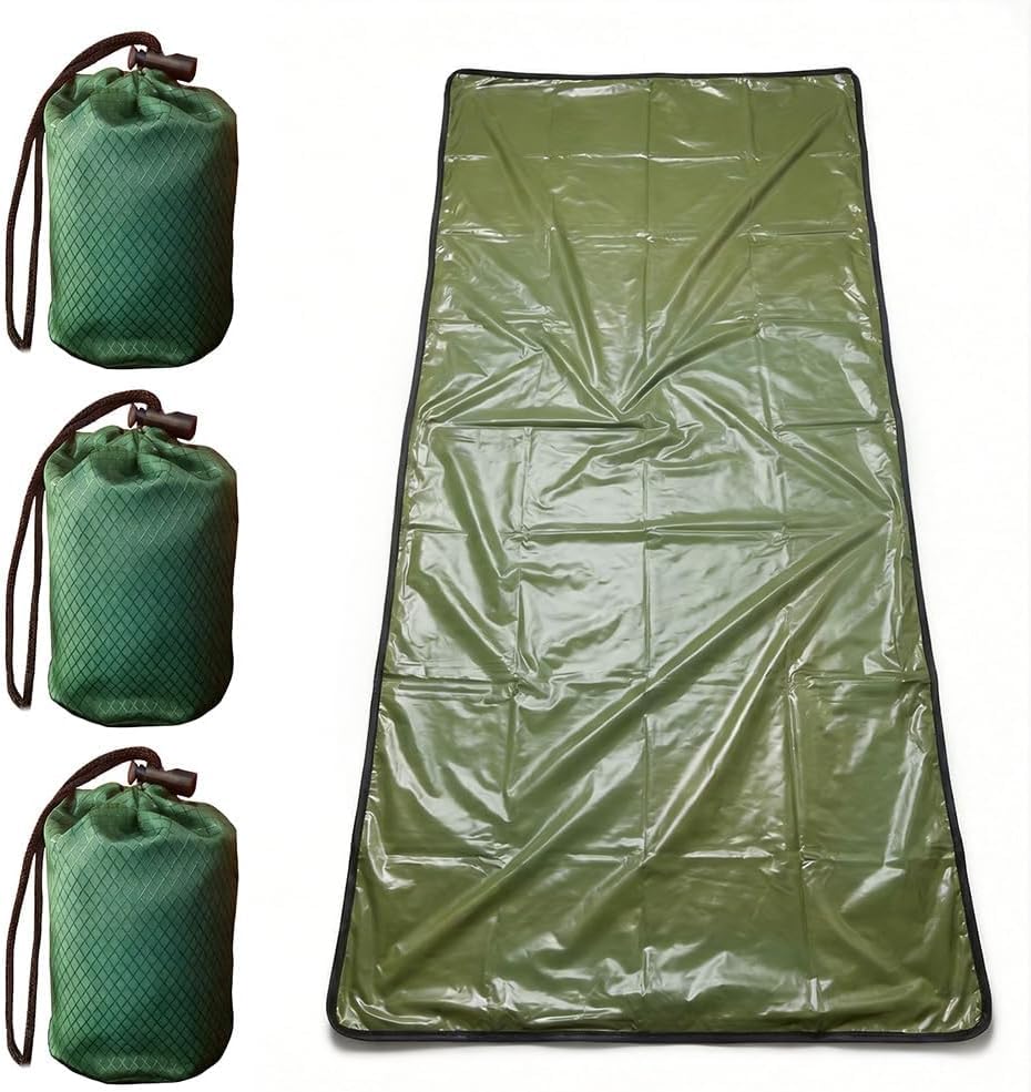 3 PCS Ultra-Light Thermal Emergency Sleeping Bag, Waterproof Survival Bivy Sack with Storage Pouch for Outdoor Adventures - color: Green