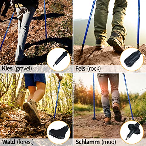 Covacure Hiking Poles Collapsible Lightweight-Aluminum 7075 Trekking Poles - color: Blue（100-120cm）