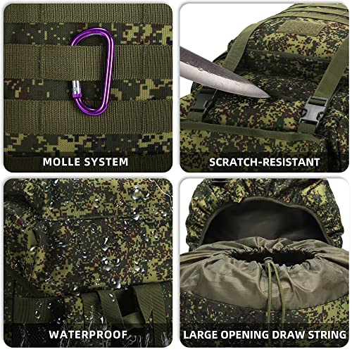 King'sGuard 70L Camping Hiking Backpack for Men Women Large Military Tactical Backpack Molle Rucksack Backpack for Outdoor - color: Green Camo