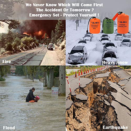 Emergency Sleeping Bag, Lightweight Survival Sleeping Bags Waterproof Thermal Emergency Blanket, Bivy Sack Survival Gear for Outdoor Adventure, Camping, Hiking, Orange, Green - color: Green- 1 Pack