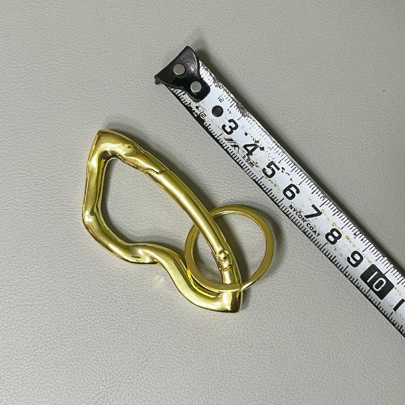 Cute Y2K Carabiner Keychain Clips Irregular Cool Multi-Use Large Heavy Duty Carabiner Hook Key Ring Outdoor Accessories Buckle - color: Gold Tone
