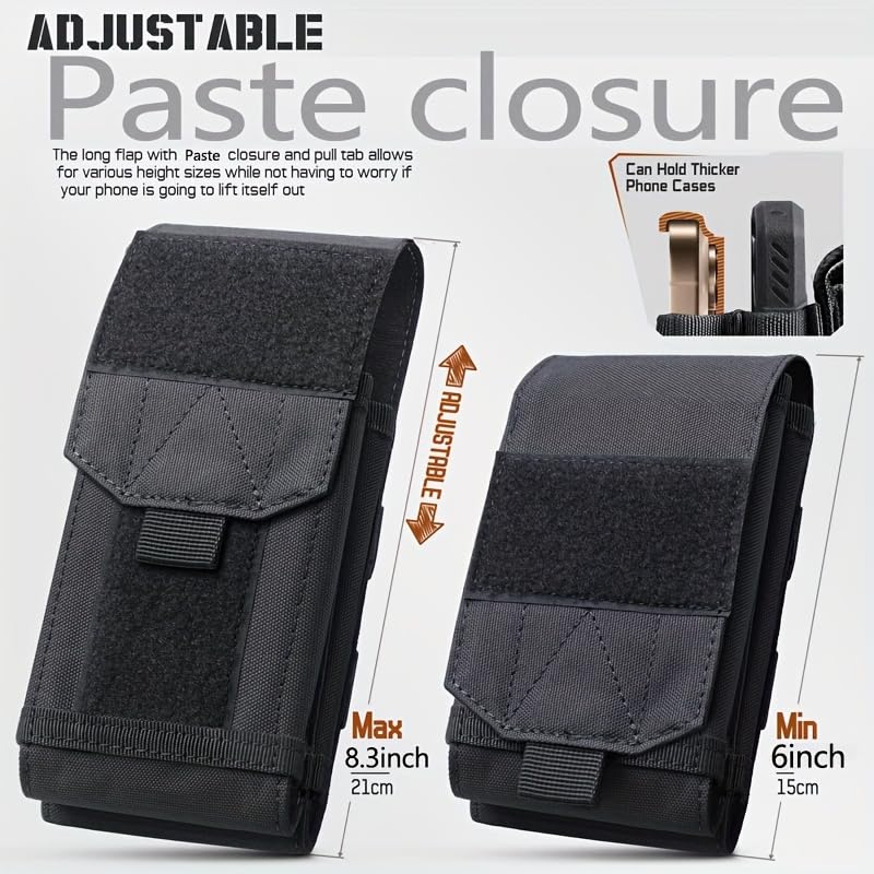 Tactical Double Layer Phone Holster Pouch with American Flag Patch Outdoor Molle Belt Waist Bag for Patriotic Independence Day Gear (White) - color: White