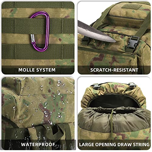 King'sGuard 70L Camping Hiking Backpack for Men Women Large Military Tactical Backpack Molle Rucksack Backpack for Outdoor - color: Ruin Green