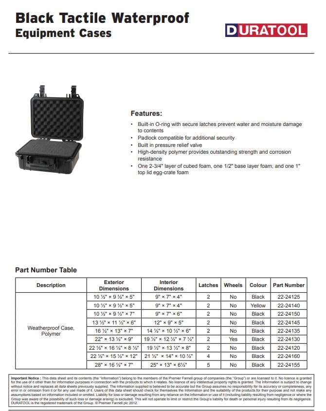 multicomp PRO Large and Medium Size Weatherproof Equipment Cases, made of Polypropylene Plastic, Black with Foam Insert (13.5" X 11.5" X 6" (L x W x H)) - size: 13.5" X 11.5" X 6" (L x W x H) (BLACK)