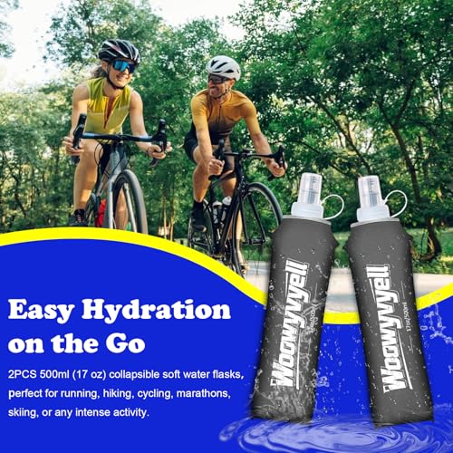 Running Vest Soft Flask, 2PCS BPA-Free 500ml Collapsible Water Bottle for Hydration Backpack, Collapsible Water Bottles for Marathon Hiking Cycling Climbing - color: Deep Grey
