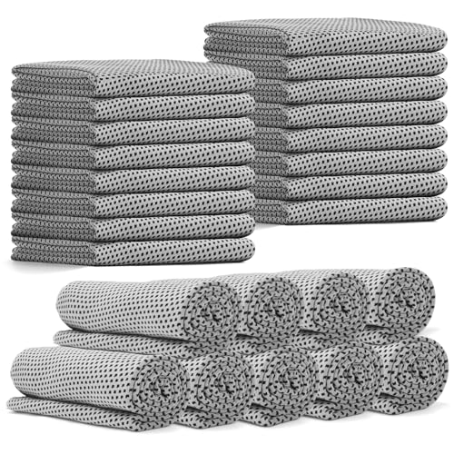 24 Pack Cooling Towels Bulk for Neck and Face 40"x12" Ice Cooling Sweat Rags Microfiber Soft Breathable Soft Chilly Towel for Yoga Golf Sport Running - color: Light Gray
