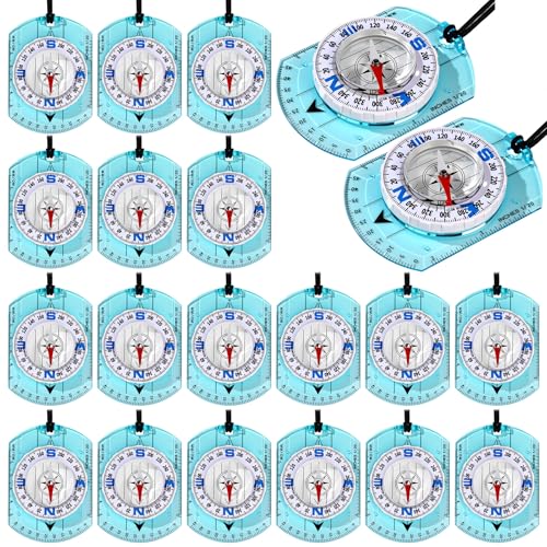 20 Pcs Acrylic Orienteering Compass Hiking Backpacking Survival Reliable Compass Advanced Scout Compasses Outdoor Gear for Map Reading Navigation Camping Survival Exploring - color: Blue