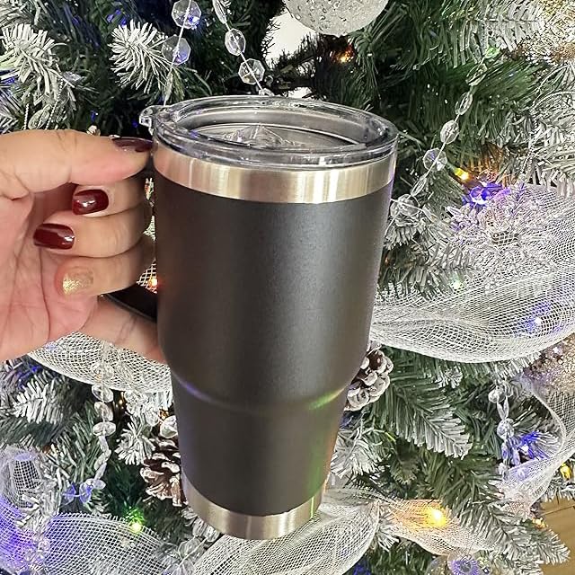 20 oz Stainless Steel Tumbler with Handle Bulk Metal Insulated Tumblers Travel Coffee Mug with Handle Double Wall Tumbler Cup with Lid and Straw, Black 6 Pack - color: Black, size: 6 Count (Pack of 1)