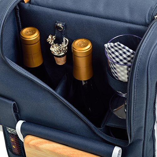 Picnic at Ascot Original Insulated Wine and Cheese Cooler Bag - Designed, Assembled & Quality Approved in the USA - color: Navy/White