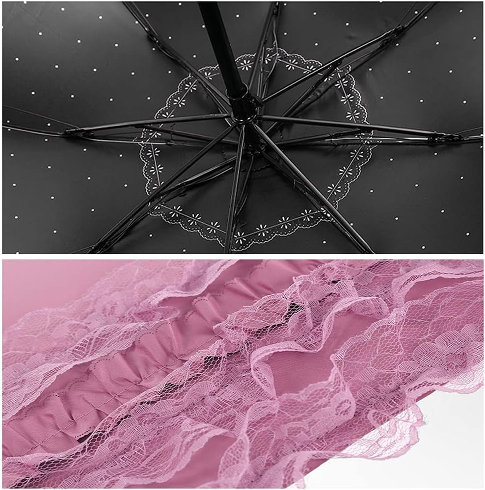 Honeystore Princess Lace Ultraviolet-Proof Folding Umbrella Anti-uv Dome Parasol - color: Style 1 Pink