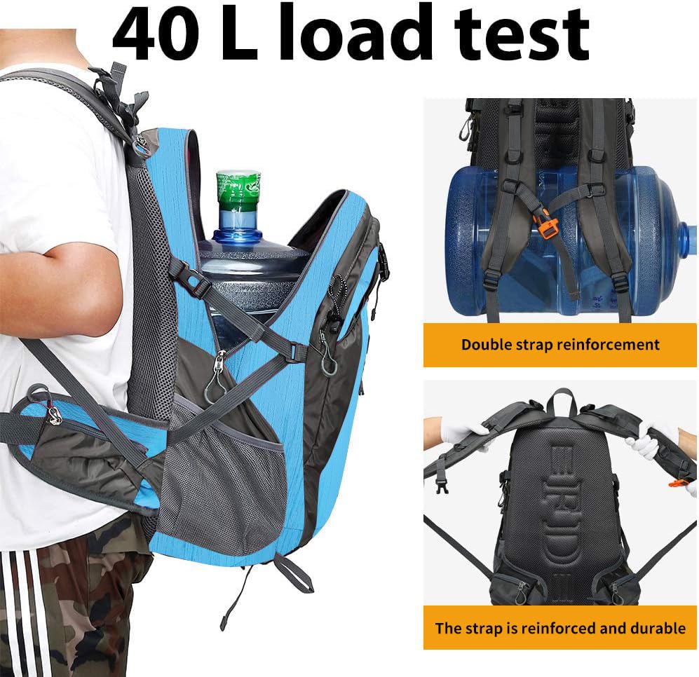 FENGDONG 40L Waterproof Lightweight Hiking,Camping,Travel Backpack for Men Women Blue - color: A3- Blue